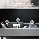 HOMCOM Storage Ottoman With Armrest, Upholstered Linen Storage Bench