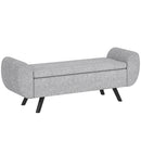 HOMCOM Storage Ottoman With Armrest, Upholstered Linen Storage Bench