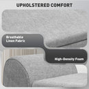 HOMCOM Storage Ottoman With Armrest, Upholstered Linen Storage Bench