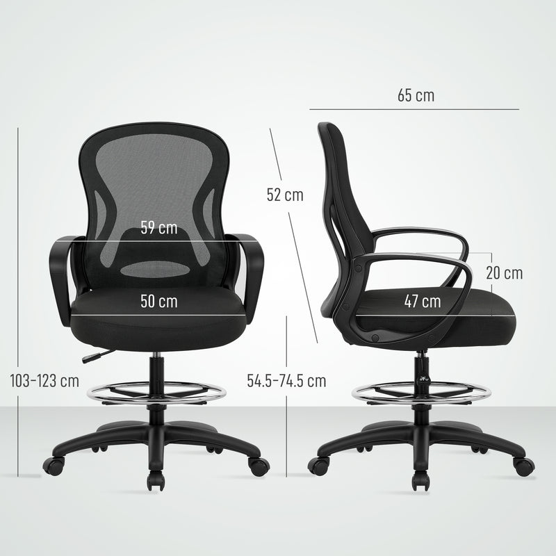 Vinsetto Mesh Office Chair with Lumbar Support, Adjustable Height, Black