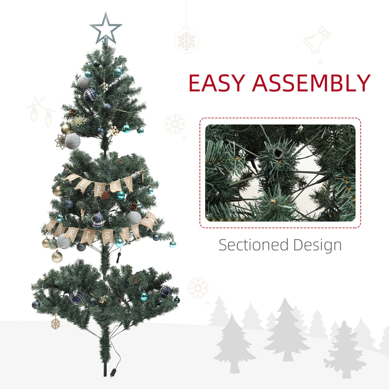 HOMCOM 6ft Artificial Christmas Tree With LED Lights And Red Decorations