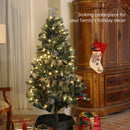 HOMCOM 6ft Artificial Christmas Tree With LED Lights And Red Decorations