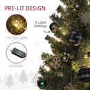 HOMCOM 6ft Artificial Christmas Tree With LED Lights And Red Decorations