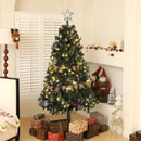 HOMCOM 6ft Artificial Christmas Tree With LED Lights And Red Decorations
