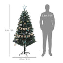 HOMCOM 6ft Artificial Christmas Tree With LED Lights And Red Decorations