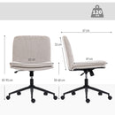 HOMCOM Criss Cross Chair with Wheels, Armless Wide Office Chair, Beige
