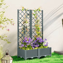 Outsunny Plastic Planter Box with Trellis, Vegetable Planter w/ Drain Plugs