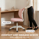 HOMCOM Armless Office Chair with Mesh Back, Pink