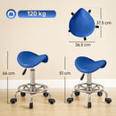 HOMCOM Saddle Chair, Rolling Salon Stool for Massage Spa, Blue