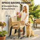 Outsunny 4 Seater Rattan Dining Set with Parasol, Light Brown