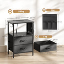 HOMCOM Slim Side Table with Charging Station, Bedside Table, Black