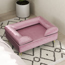 PawHut Dog Sofa Pet Couch W/ Removable Backrest Cushion Washable Cover - Pink
