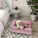PawHut Dog Sofa Pet Couch W/ Removable Backrest Cushion Washable Cover - Pink