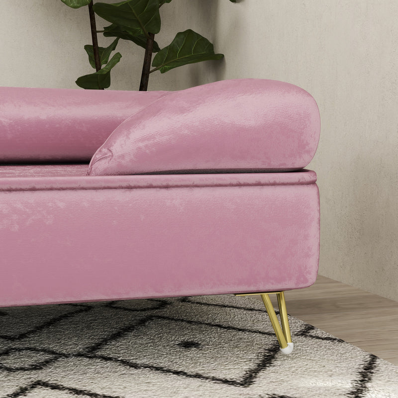 PawHut Dog Sofa Pet Couch W/ Removable Backrest Cushion Washable Cover - Pink