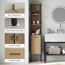 HOMCOM Tall Bathroom Cabinet with 3 Open Shelves Adjustable Shelf