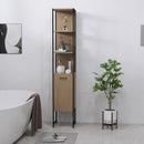 HOMCOM Tall Bathroom Cabinet with 3 Open Shelves Adjustable Shelf