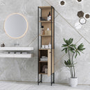 HOMCOM Tall Bathroom Cabinet with 3 Open Shelves Adjustable Shelf