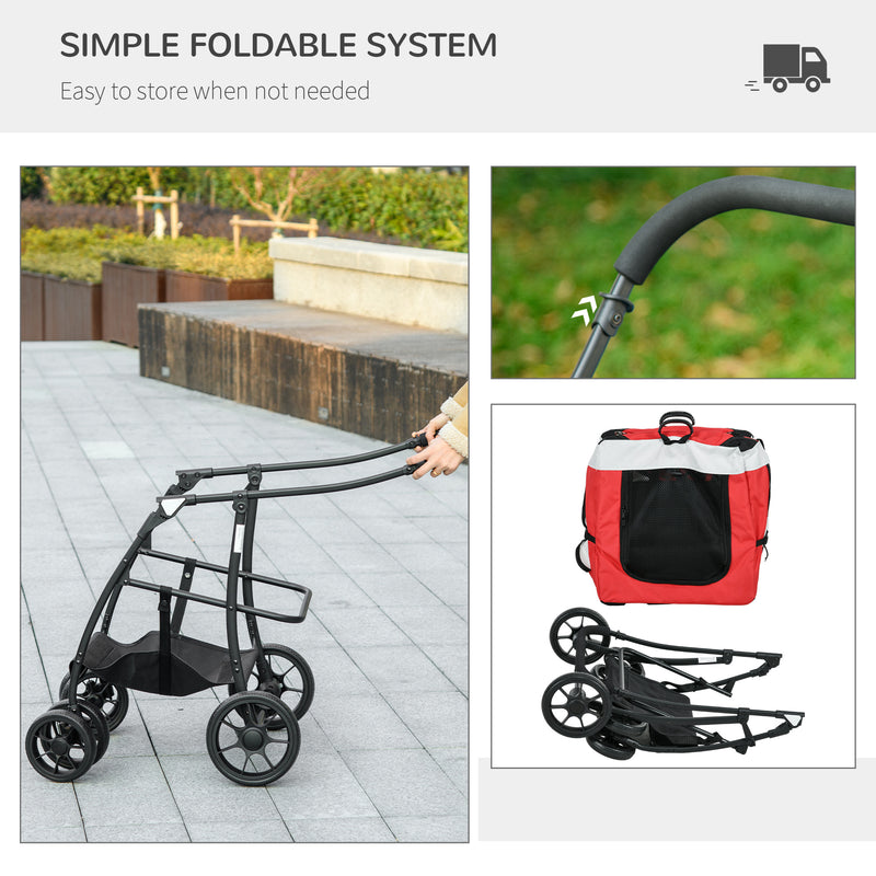 PawHut Foldable Pet Stroller W/ Detachable Carrier, Soft Padding