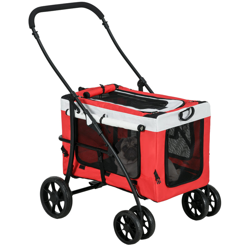 PawHut Foldable Pet Stroller W/ Detachable Carrier, Soft Padding