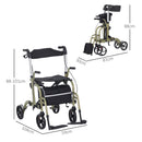 HOMCOM 2 In 1 Wheelchair & Folding Rollator Walker Combo, Yellow-green