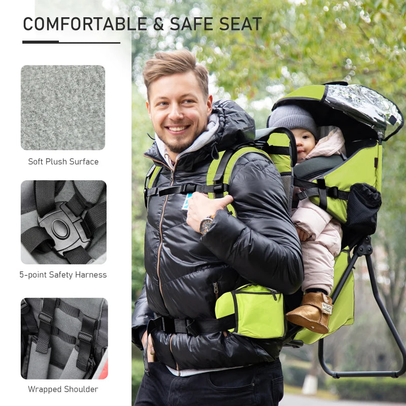 HOMCOM Baby Carrier Backpack - Light Green