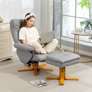 HOMCOM Recliner Chair And Footstool PU Leather Wooden Base, Light Grey