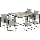 Outsunny 8 Seater Garden Dining Set, Cube Garden Furniture with Cushions