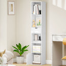 HOMCOM Narrow Bookshelf with Drawer, Tall Bookcase for Living Room, White