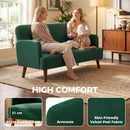 HOMCOM 2 Seater Sofa with 21cm Thick Padding and Wood Legs, Dark Green