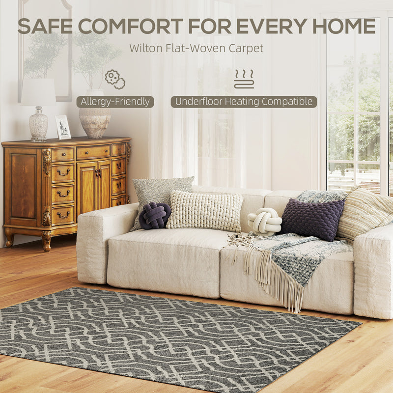 HOMCOM Easy-Cleaning Machine Washable Rug For Patio, Garden, Grey