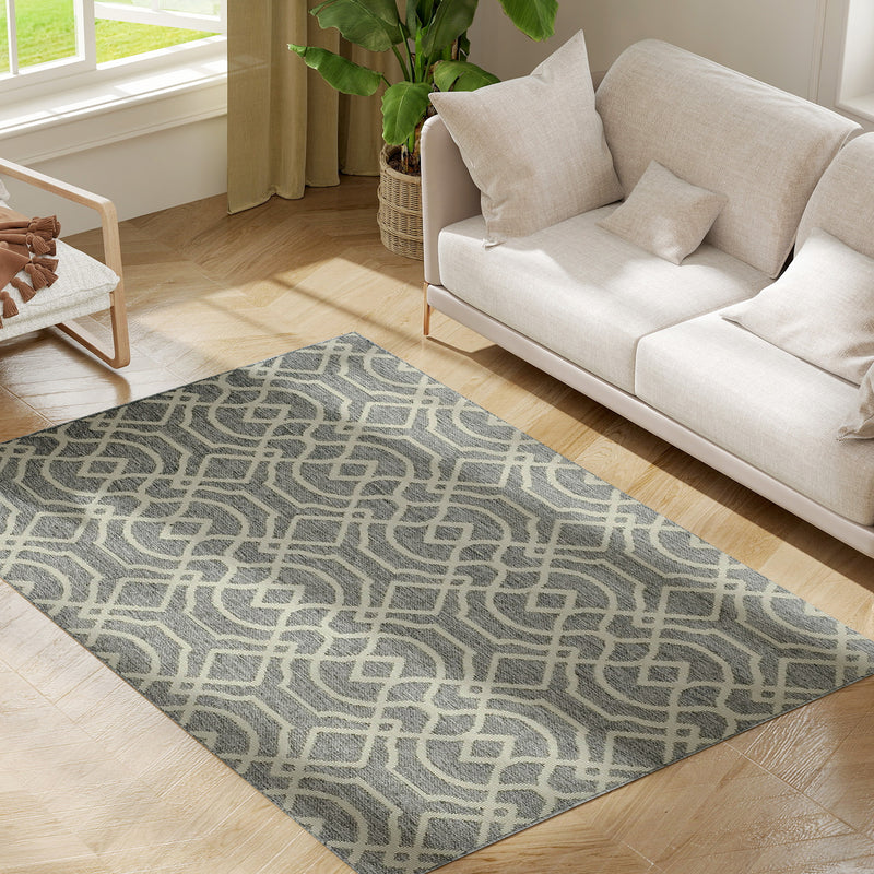 HOMCOM Easy-Cleaning Machine Washable Rug For Patio, Garden, Grey