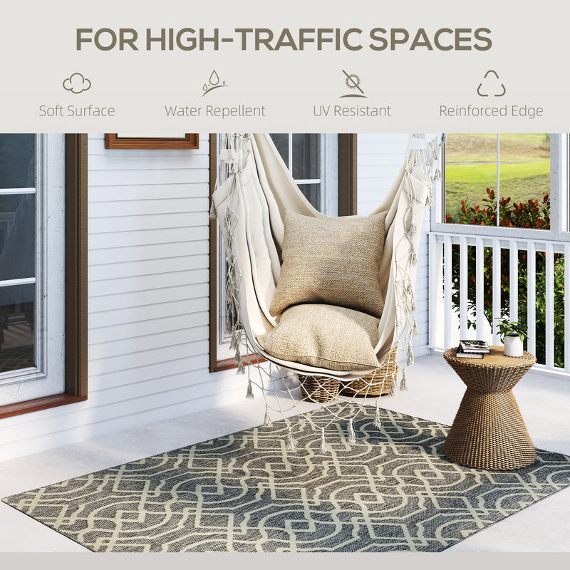 HOMCOM Easy-Cleaning Machine Washable Rug For Patio, Garden, Grey