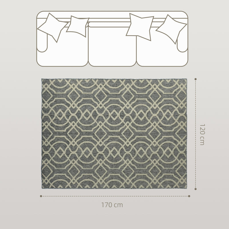 HOMCOM Easy-Cleaning Machine Washable Rug For Patio, Garden, Grey