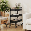 HOMCOM 3-Tier Storage Trolley, Storage Cart With Mesh Backets, Wheels
