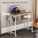 HOMCOM 80 Cm Foldable Computer Desk On Wheels For Small Spaces