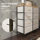 HOMCOM 8 Drawer Fabric Chest of Drawers w/ Wooden Top for Hallway