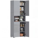 HOMCOM 180cm Tall Kitchen Cupboard, Pantry Storage Cabinet, High Gloss Grey
