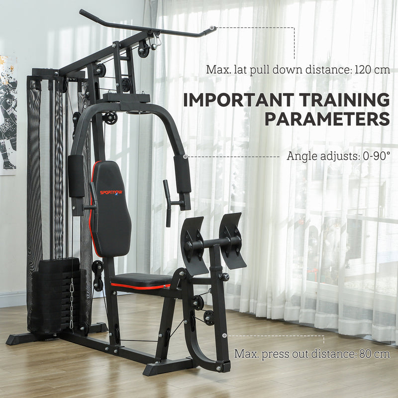 SPORTNOW Home Gym Machine Compact Multi Gym with 45kg Weight Stack