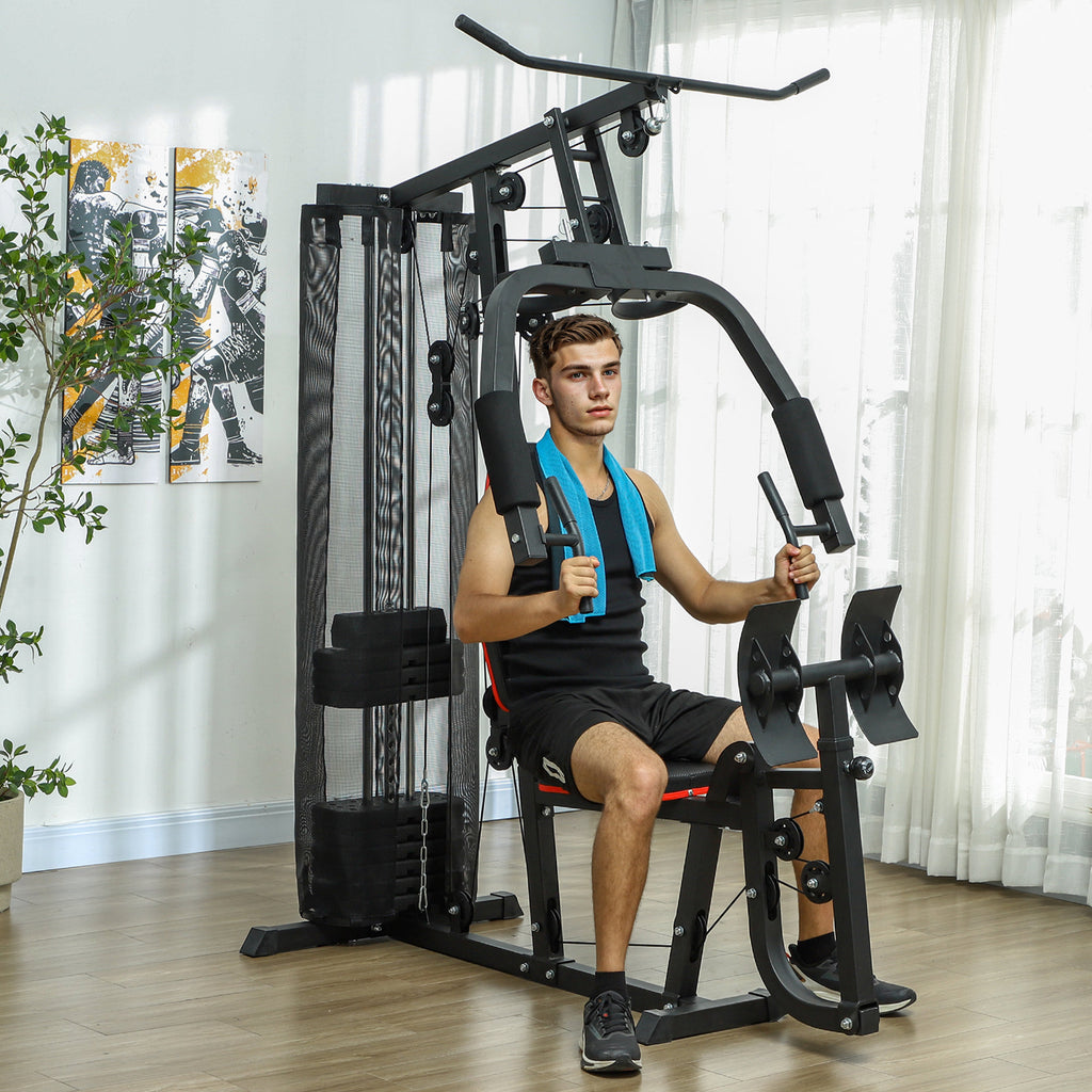 Multiple Weight Machine SPORTNOW Home Gym Machine Compact Multi Gym with 45kg Weight Stack