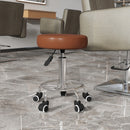 Vinsetto Round PU Leather Salon Beautician Stool Adjustable Height - Grey/Brown