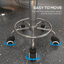 Vinsetto Round PU Leather Salon Beautician Stool Adjustable Height - Grey/Brown