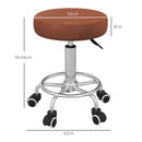 Vinsetto Round PU Leather Salon Beautician Stool Adjustable Height - Grey/Brown