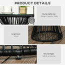 Outsunny PE Rattan End Table, Round Hollow Drum Design Side Table, Black
