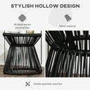Outsunny PE Rattan End Table, Round Hollow Drum Design Side Table, Black