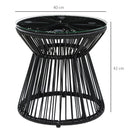 Outsunny PE Rattan End Table, Round Hollow Drum Design Side Table, Black