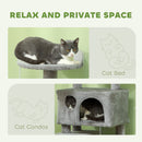 PawHut 138cm Cat Tree With Scratching Posts And Pad, Bed, Condos, Light Grey