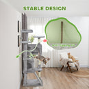 PawHut 138cm Cat Tree With Scratching Posts And Pad, Bed, Condos, Light Grey