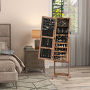 HOMCOM Mirrored Jewellery Cabinet W/ LED Light Lockable Jewellery Rustic Brown