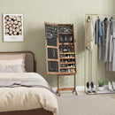 HOMCOM Mirrored Jewellery Cabinet W/ LED Light Lockable Jewellery Rustic Brown