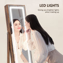 HOMCOM Mirrored Jewellery Cabinet W/ LED Light Lockable Jewellery Rustic Brown